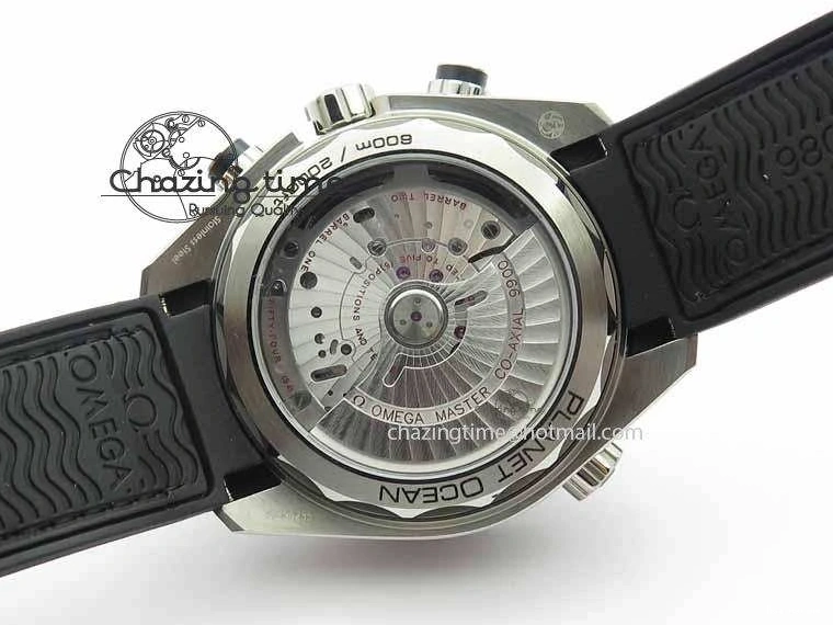 0217 Tailored Planet Ocean Master Chronometer SS OM 1:1 Best Edition Black Dial On Leather Strap A 8173